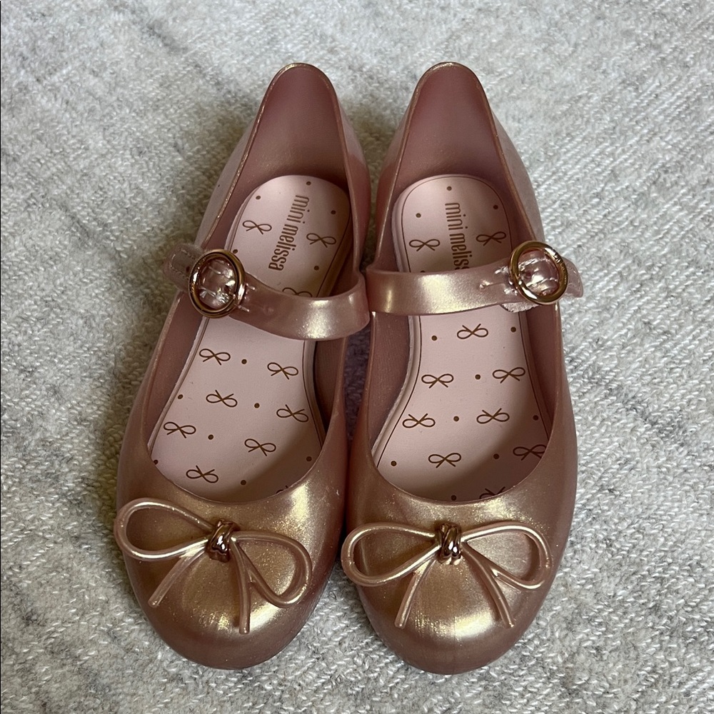 Mini Melissa Metallic Pink Bow Mary Janes - Girls Size Toddler 11